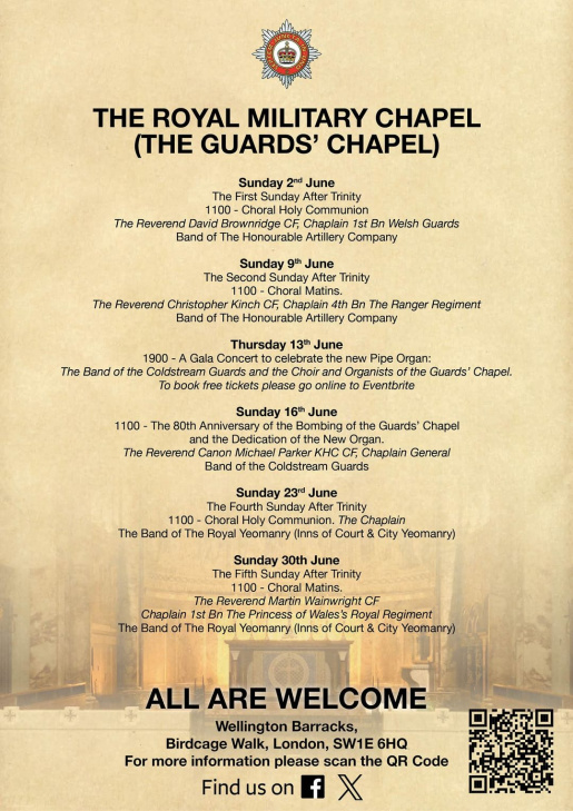 The Guards Chapel Services in June 2024