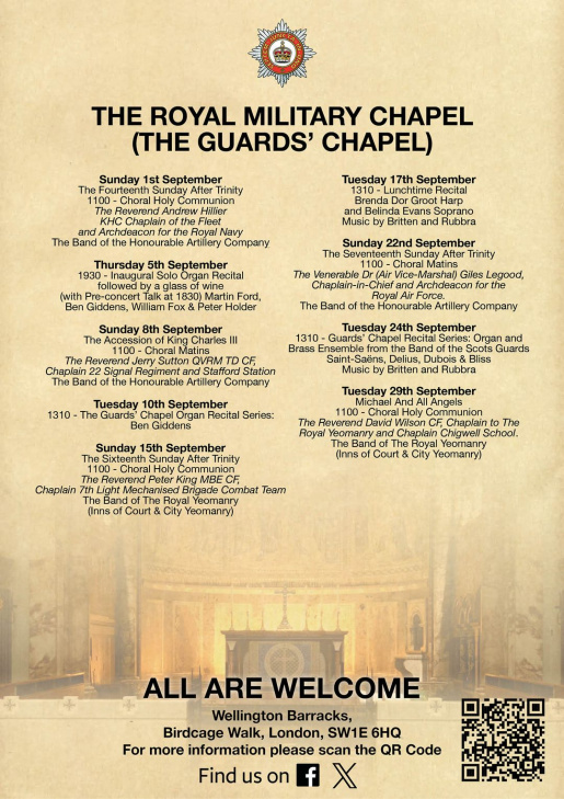 Guards Chapel dates for September