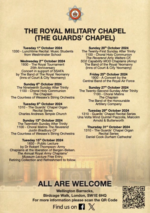 The Guards Chapel events in October 2024